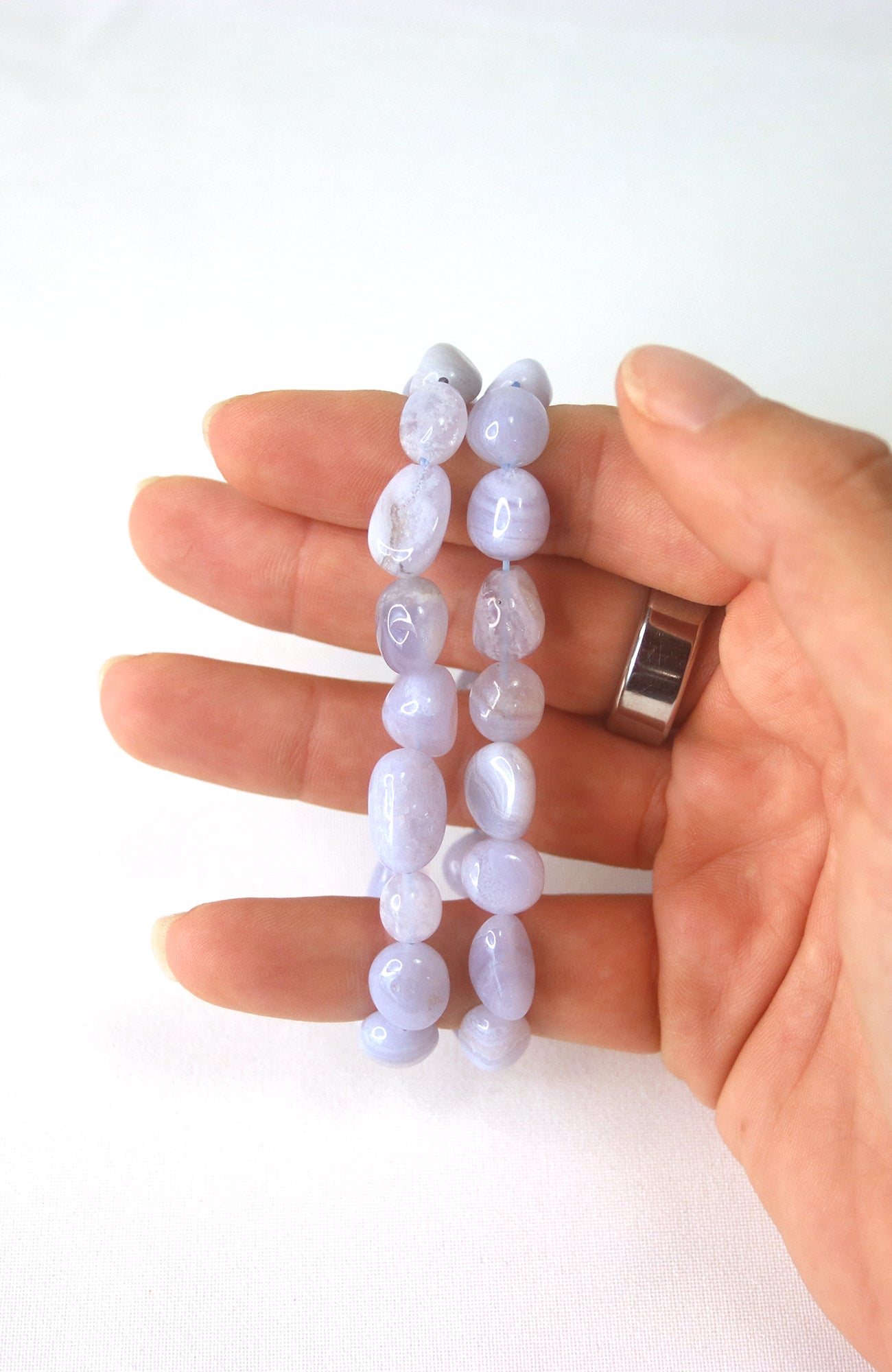 Blue Lace Agate Nugget 8-10mm Bracelet 434